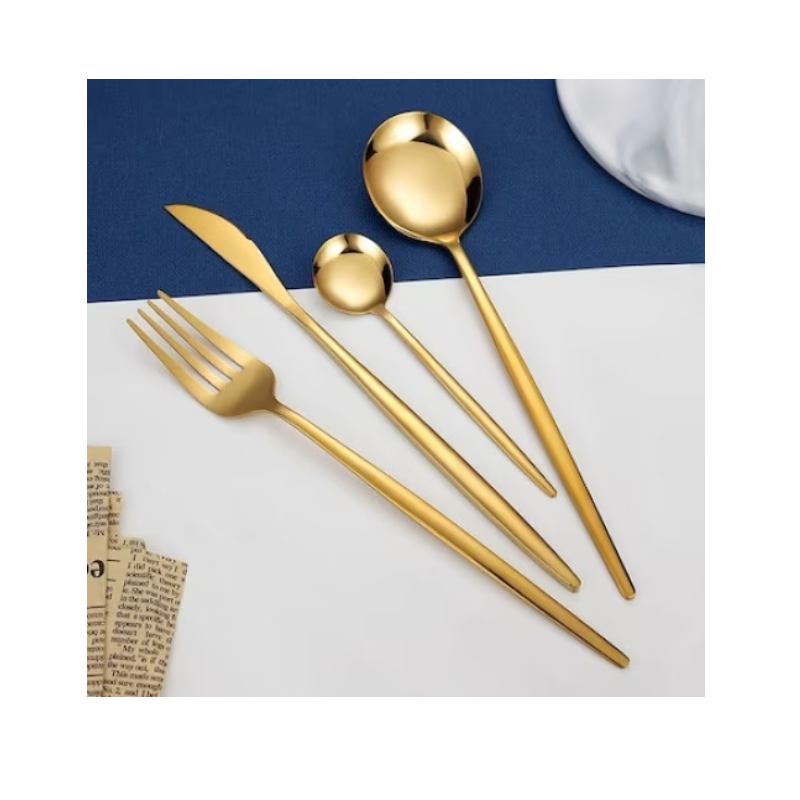Set tacâmuri 24 piese stil portughez, oțel inoxidabil, auriu