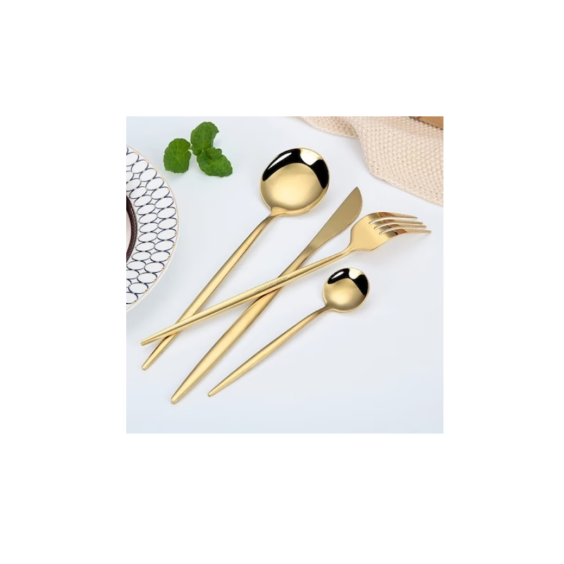 Set tacâmuri 24 piese stil portughez, oțel inoxidabil, auriu