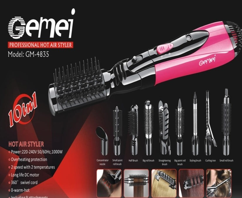 Perie electrică multifunctională 10-în-1 pentru uscare şi coafare profesională