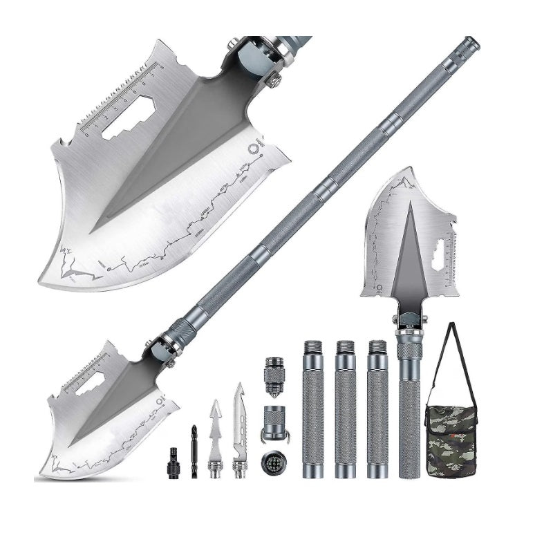 Set 16 în 1 pentru supraviețuire: lopată multifuncțională pliabilă, accesorii esențiale pentru outdoor și situații de urgență