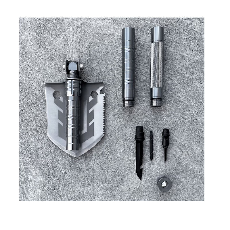 Set 16 în 1 pentru supraviețuire: lopată multifuncțională pliabilă, accesorii esențiale pentru outdoor și situații de urgență