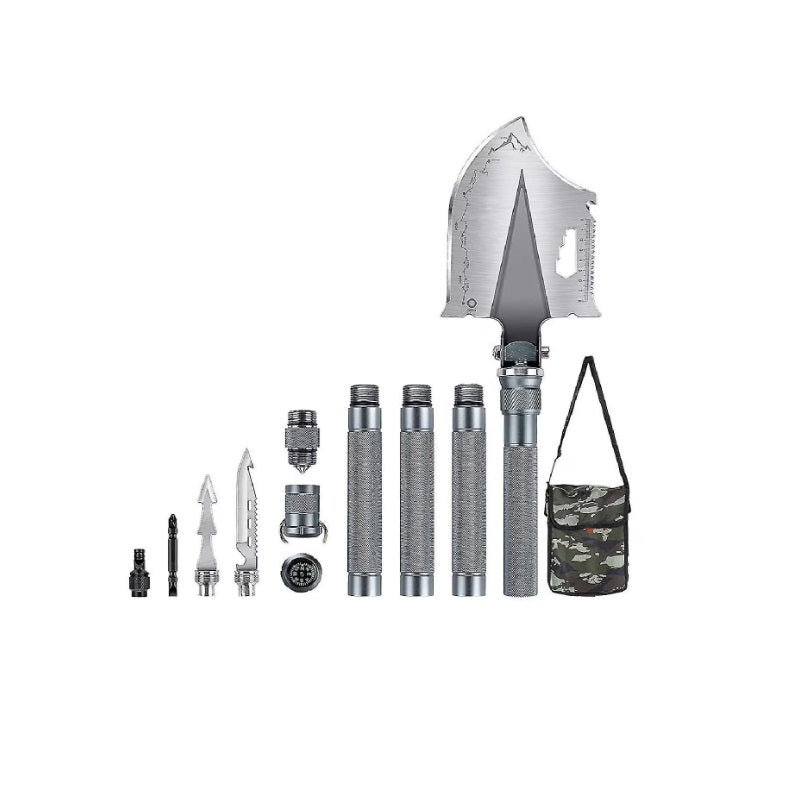 Set 16 în 1 pentru supraviețuire: lopată multifuncțională pliabilă, accesorii esențiale pentru outdoor și situații de urgență