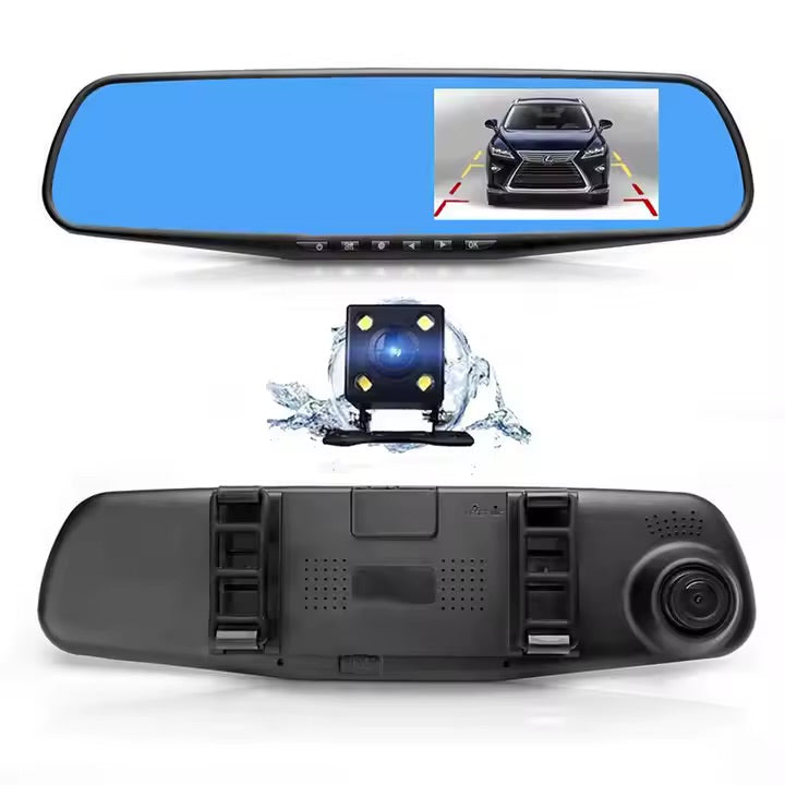 Camera auto DVR 4,3 inch Full HD 1080p – filmare faţă/spate, vizibilitate nocturnă