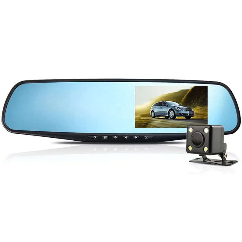 Camera auto DVR 4,3 inch Full HD 1080p – filmare faţă/spate, vizibilitate nocturnă
