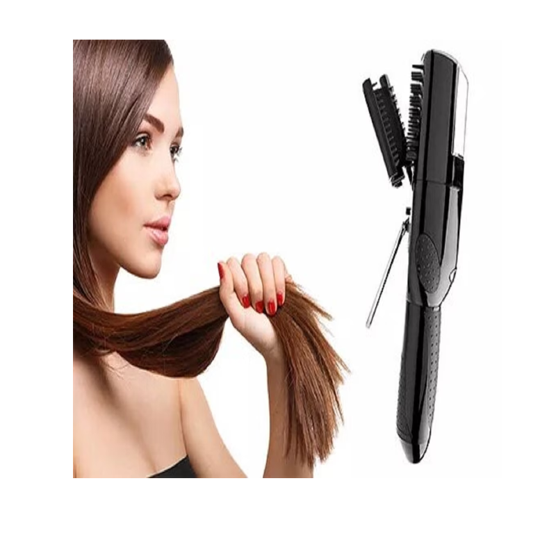 Aparat pentru vârfuri de păr cu accesorii și geantă, negru