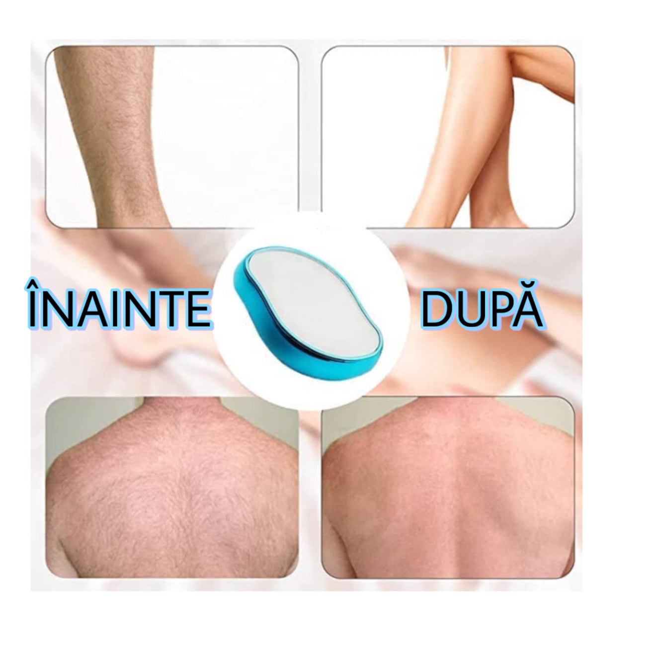 Epilator exfoliant portabil și reutilizabil, albastru – pentru îndepărtarea părului fără durere