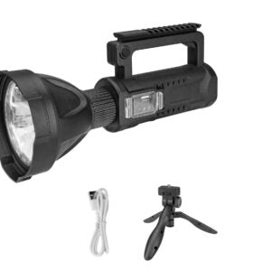 Lanternă LED portabilă cu acumulator + powerbank, 4 moduri, suport trepied