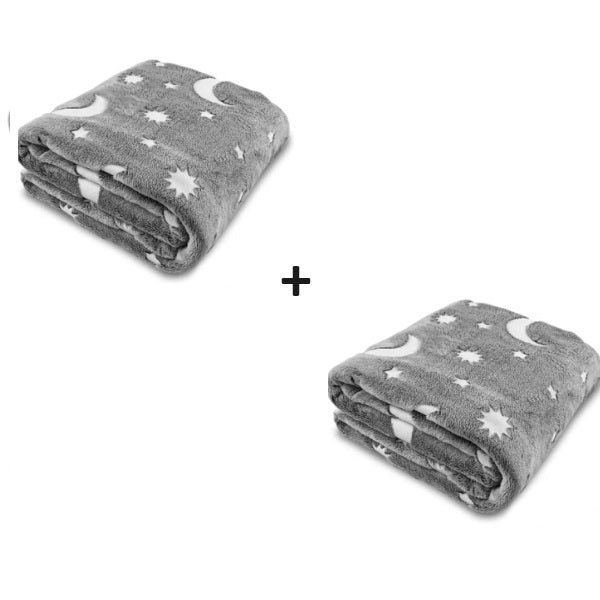 Păturică fosforescentă pentru copii cu stelute – 2 bucăți, 110 x 150 cm