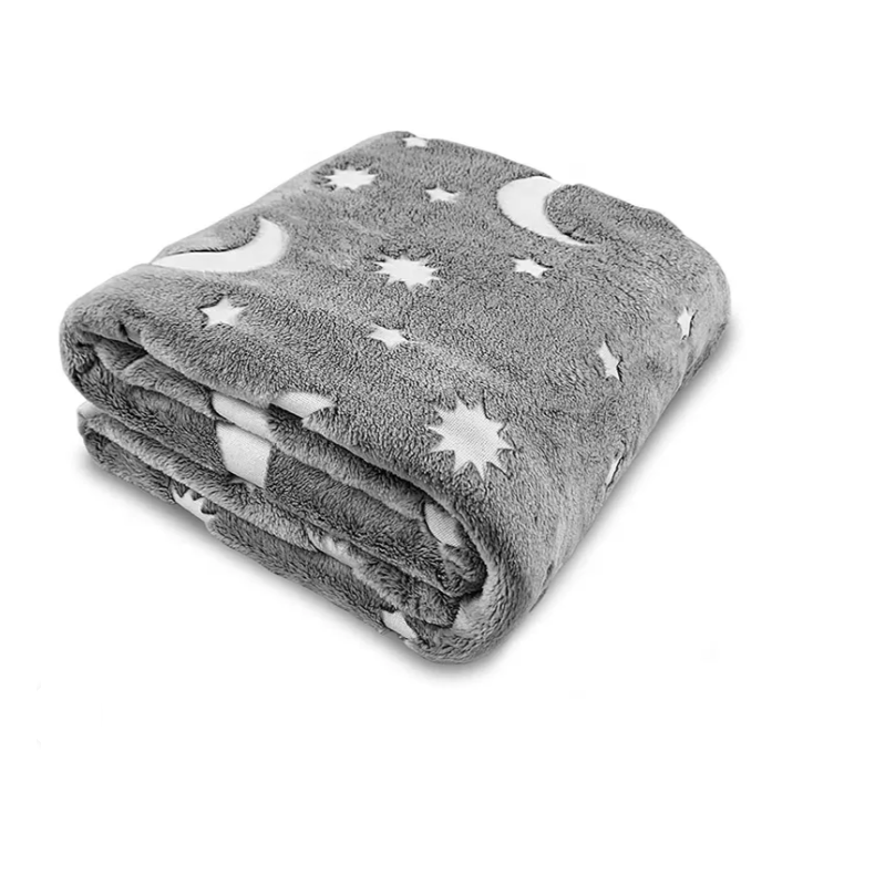 Păturică fosforescentă pentru copii cu stelute – 2 bucăți, 110 x 150 cm