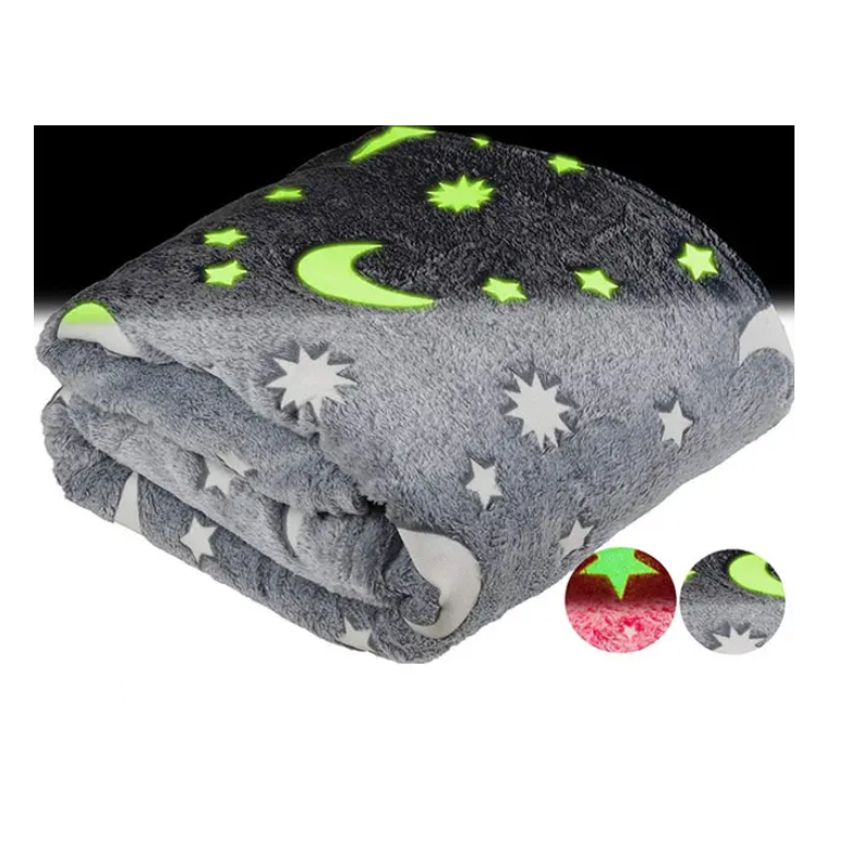 Păturică fosforescentă pentru copii cu stelute – 2 bucăți, 110 x 150 cm