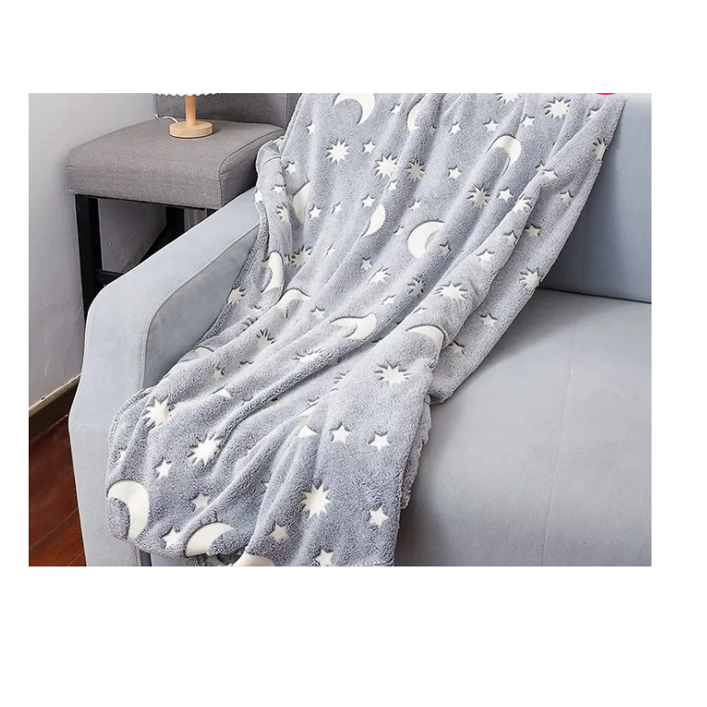 Păturică fosforescentă pentru copii cu stelute – 2 bucăți, 110 x 150 cm