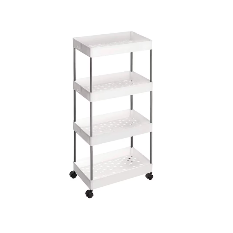 Pachet Promo: Raft cu roți + Etajeră de colț reglabilă pentru baie și duș, 4 rafturi, înălțime 100–260 cm