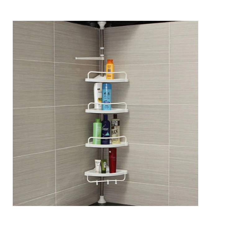 Pachet Promo: Raft cu roți + Etajeră de colț reglabilă pentru baie și duș, 4 rafturi, înălțime 100–260 cm