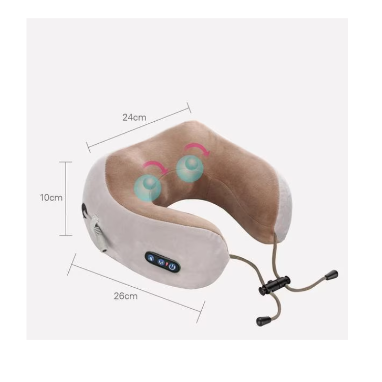 Pernă masaj cervical cu vibromasaj și baterie – ideală pentru călătorii