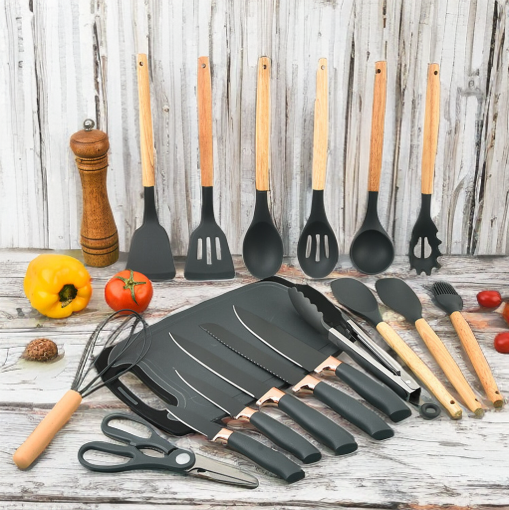 Set ustensile bucătărie 19 piese din silicon termorezistent