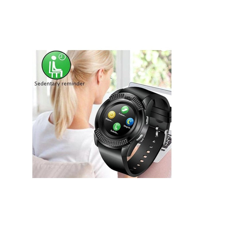 Ceas Smartwatch V8 Negru – Funcții Avansate și Design Compact