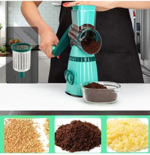 Răzătoare 3 în 1 manuală cu lame inox – verde funcțională