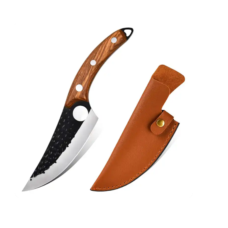 Set 2 cuțite profesionale 27,5 cm, forjate manual — oțel inoxidabil, mâner maro