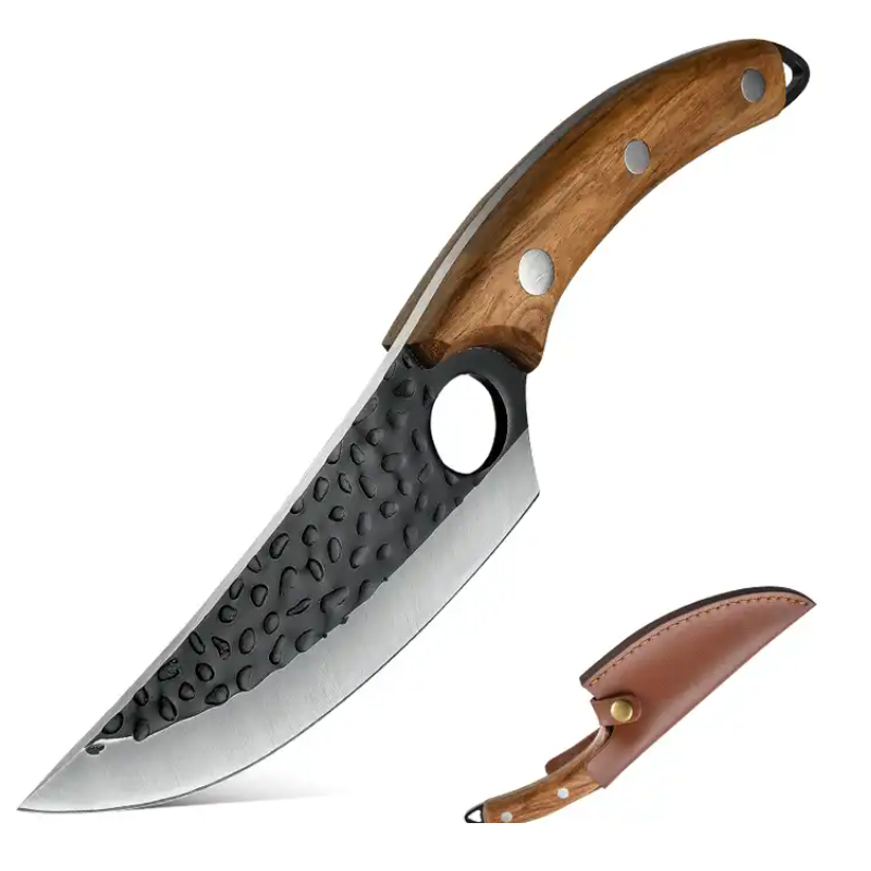 Set 2 cuțite profesionale 27,5 cm, forjate manual — oțel inoxidabil, mâner maro