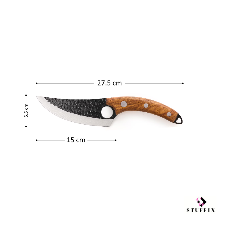 Set 2 cuțite profesionale 27,5 cm, forjate manual — oțel inoxidabil, mâner maro