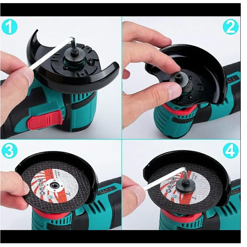 Mini polizor unghiular portabil 12V, disc 76 mm, verde/negru – flex electric compact