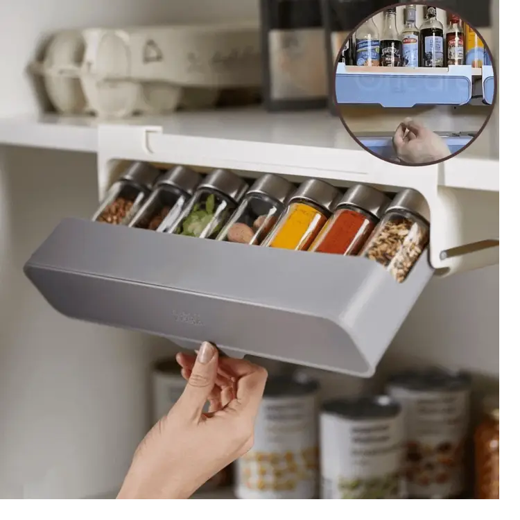 Suport sub raft pentru 7 recipiente, 32 x 13.5 x 9.5 cm – organizare eficientă a bucătăriei