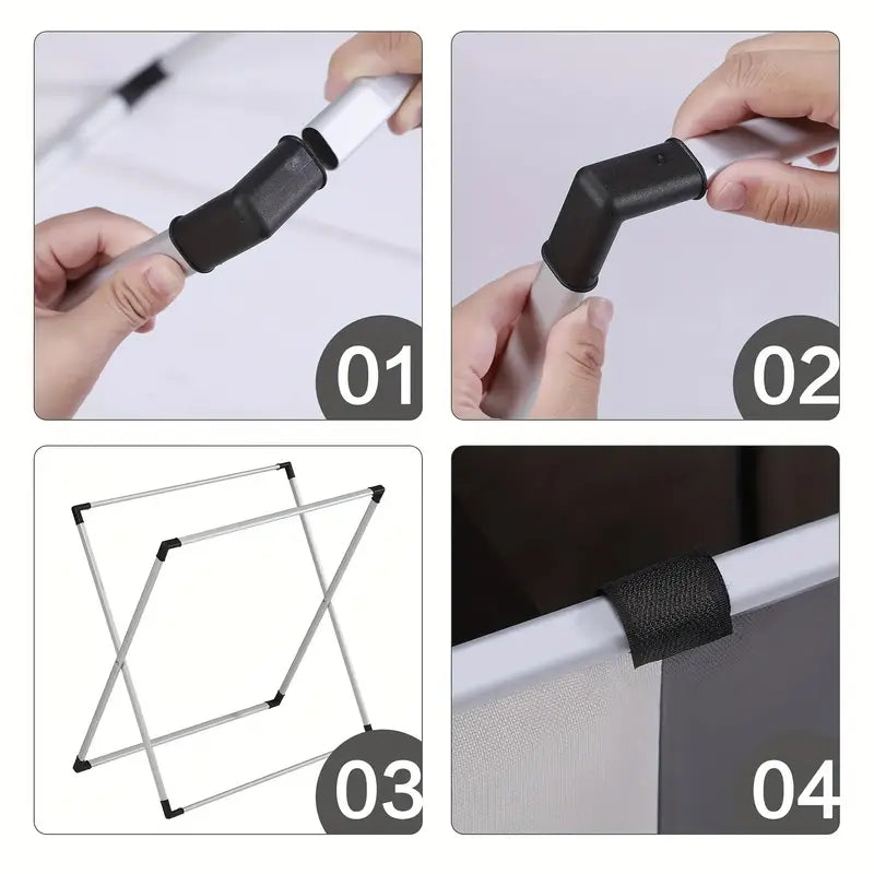Coș de rufe cu 3 compartimente și cadru din aluminiu, 62 × 34 × 56 cm