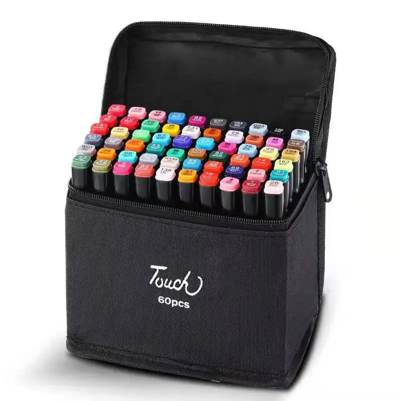 Set 48 markere multicolore cu 2 capete (subțire și gros) și geantă de depozitare