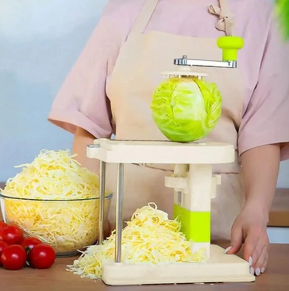 Răzătoare manuală varză cu manivelă și 3 lame — pentru salate și murături