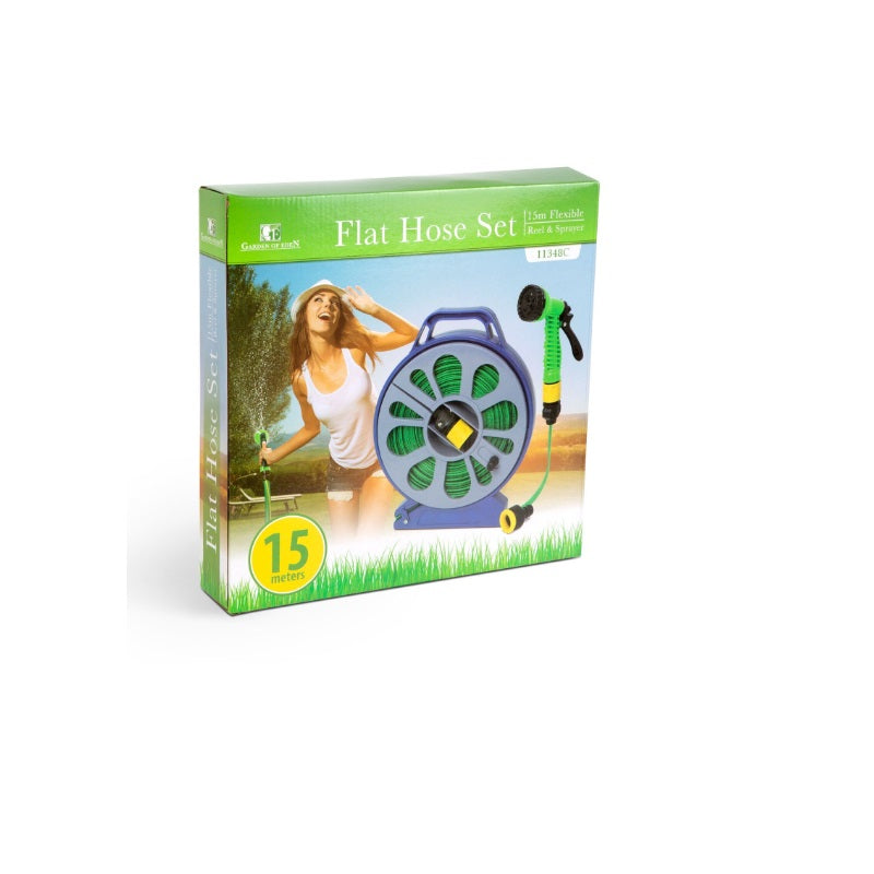 Set furtun plat 15 m cu carcasă protectoare și compactare facilă