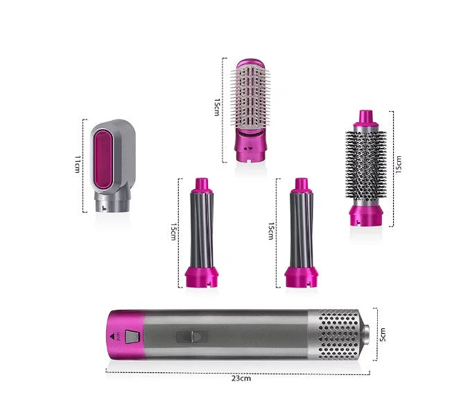 Uscător de păr 5 în 1 – multifuncțional, 220V, roz/gri