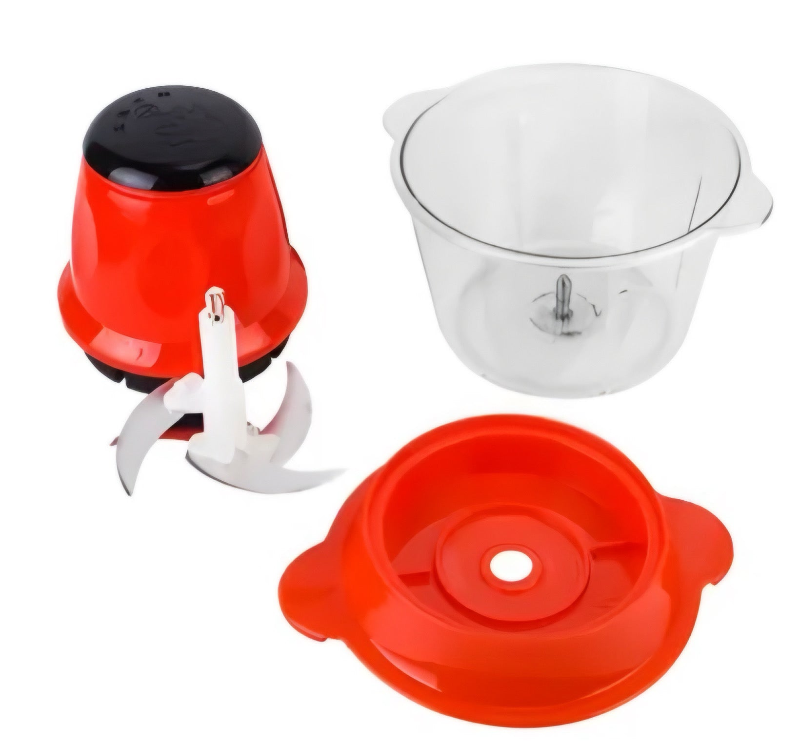 Mini tocător electric roșu transparent – 23×16 cm