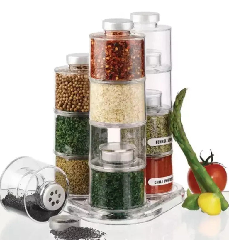 Carusel rotativ pentru condimente cu 12 recipiente – organizator bucătărie