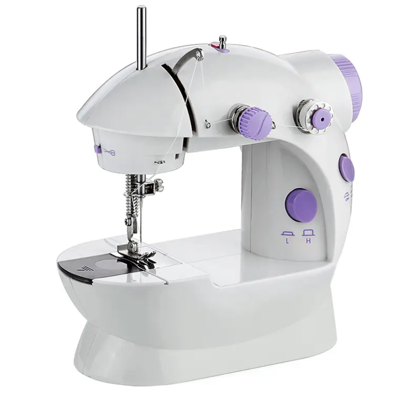 Mini maşină de cusut electrică 4-în-1 – portabilă, alb-mov