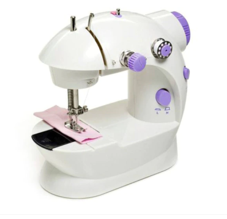 Mini maşină de cusut electrică 4-în-1 – portabilă, alb-mov