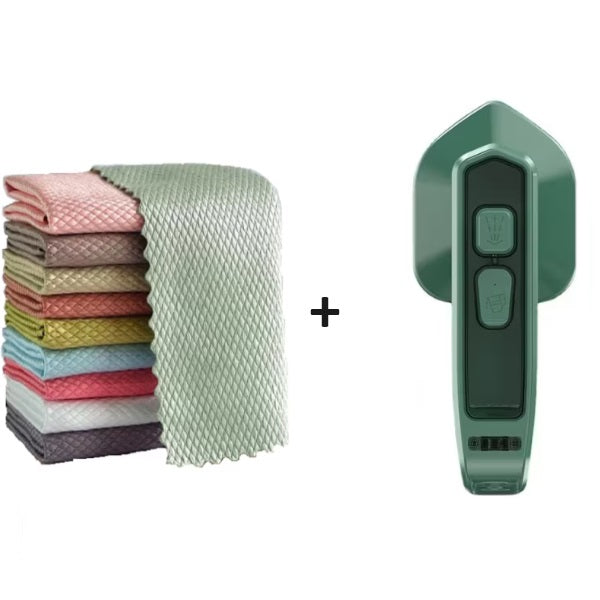 Pachet promoţional: 10 lavete magice + mini fier de călcat cu aburi portabil