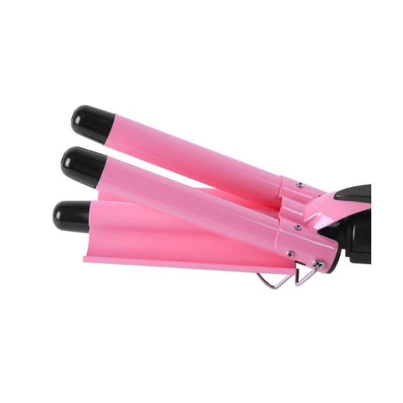 Ondulator cu 3 tuburi – bucle retro, roz/negru