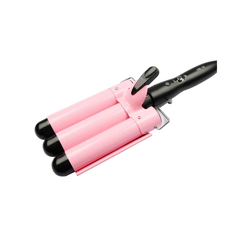 Ondulator cu 3 tuburi – bucle retro, roz/negru