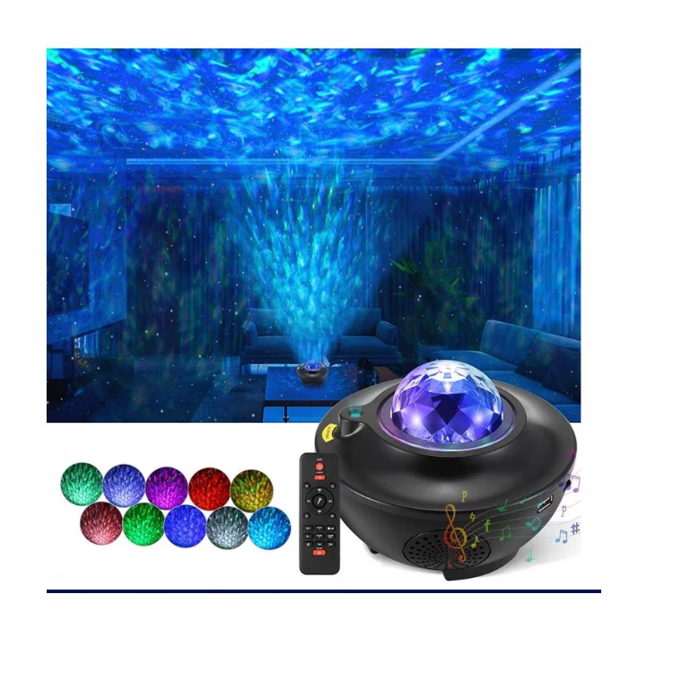 Proiector LED RGB cu Bluetooth și difuzor muzical – 21 moduri de iluminare, telecomandă și timer