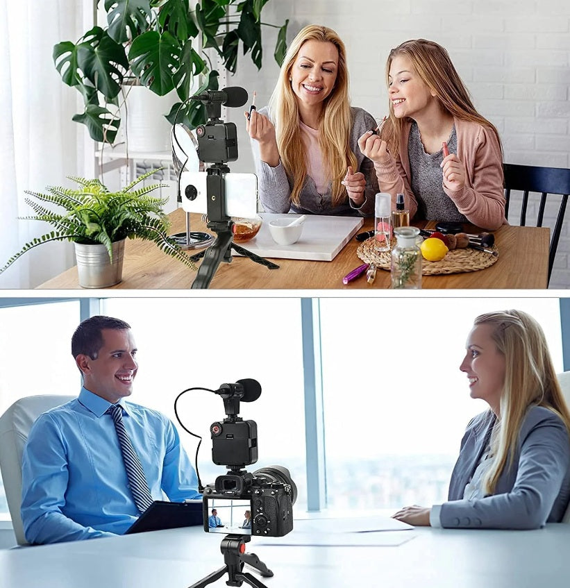 Suport telefon cu lampă LED, microfon și trepied pentru vlogging KD4920