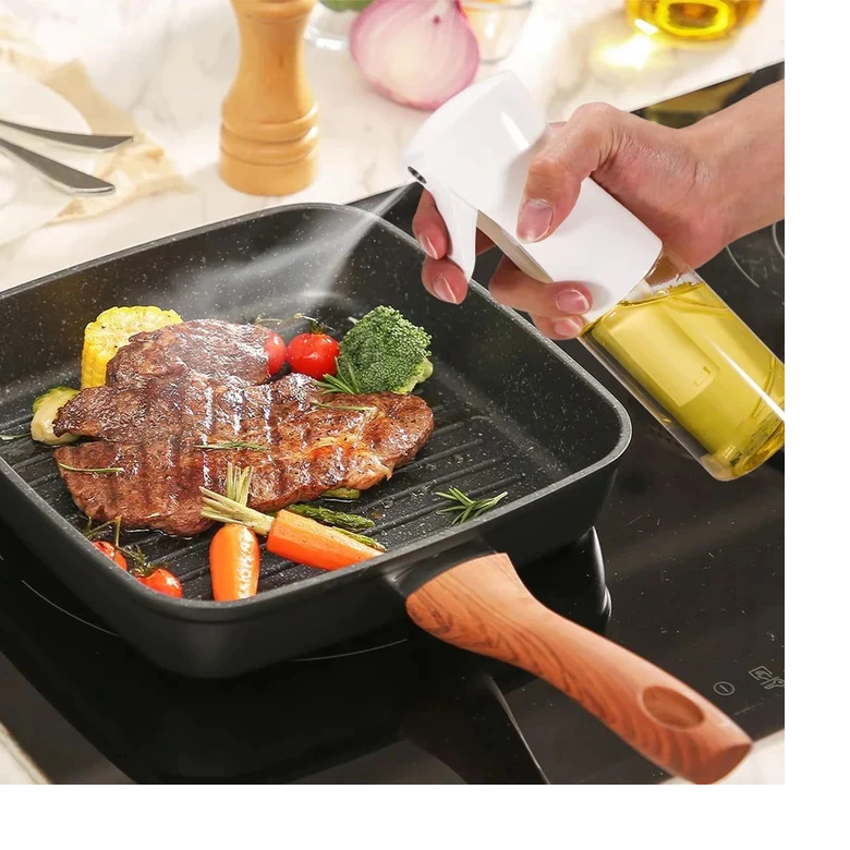 Sticlă pulverizator pentru ulei — pulverizare fină, capac siliconic, 300 ml