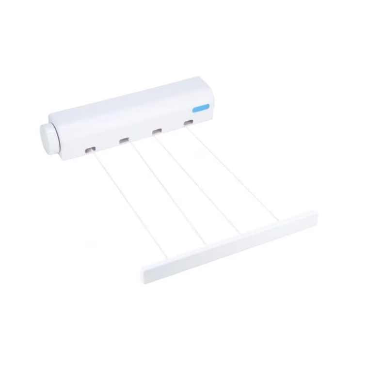Uscător rufe retractabil pe perete – 4 funii x 3,2 m, alb