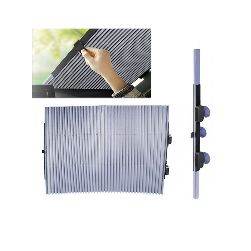 Parasolar auto retractabil cu ventuze – 150 x 70 cm, aluminiu