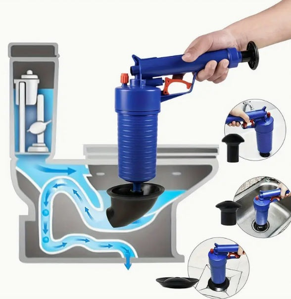 Aparat cu aer comprimat pentru desfundat scurgerile – 4 adaptoare incluse