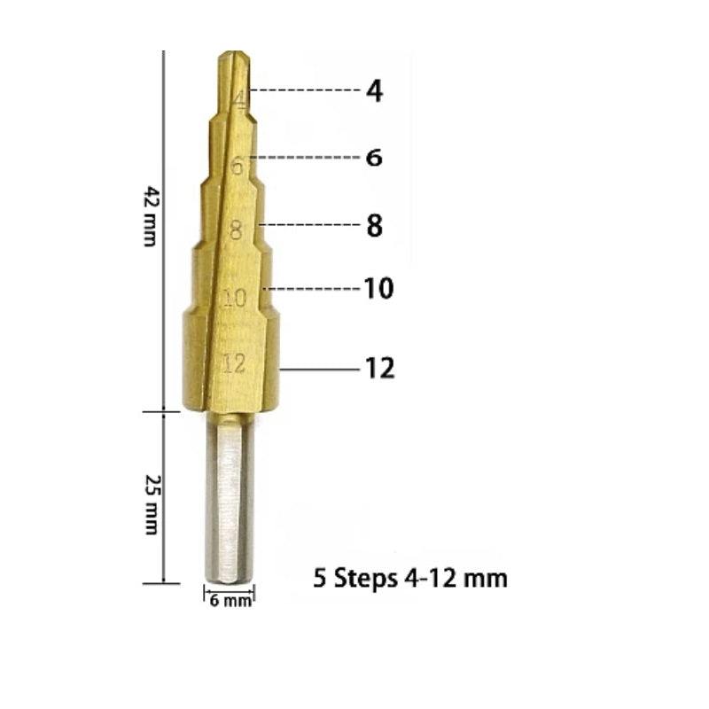 Set 3 Burghie Titanizate în Trepte pentru Metal – 4–32 mm