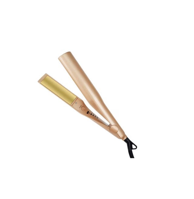 Placă-ondulator 2 în 1 pentru păr — îndreptare și bucle, finisaj auriu