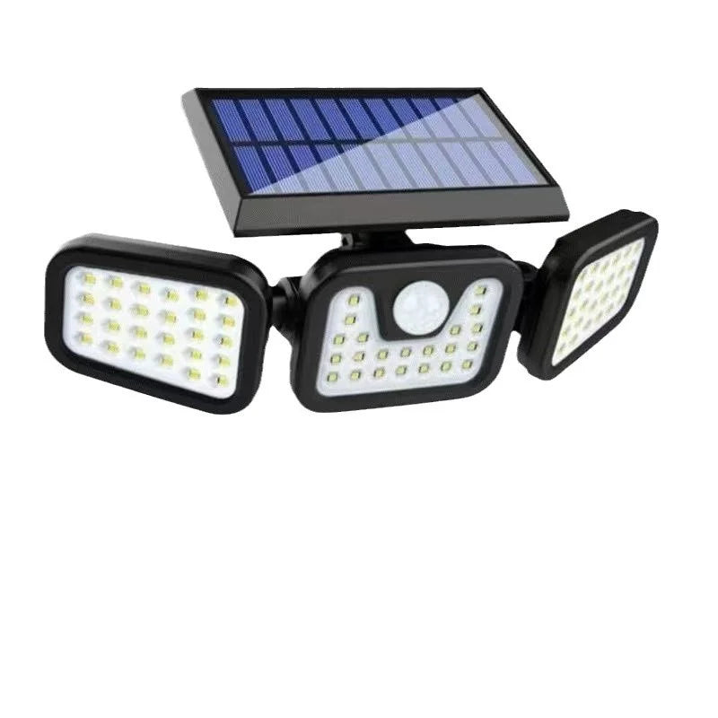Lampă LED solară exterioară cu 3 spoturi reglabile – 74 LED &amp; moduri senzori