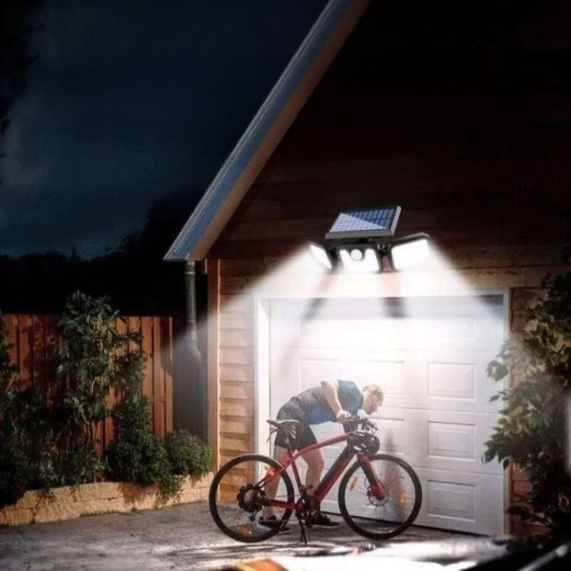 Lampă LED solară exterioară cu 3 spoturi reglabile – 74 LED &amp; moduri senzori