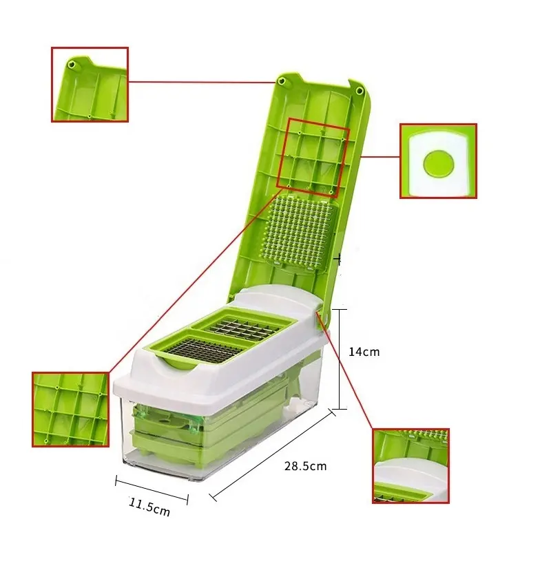 Feliator multifuncțional 12 moduri – alb / verde, lame inoxidabile
