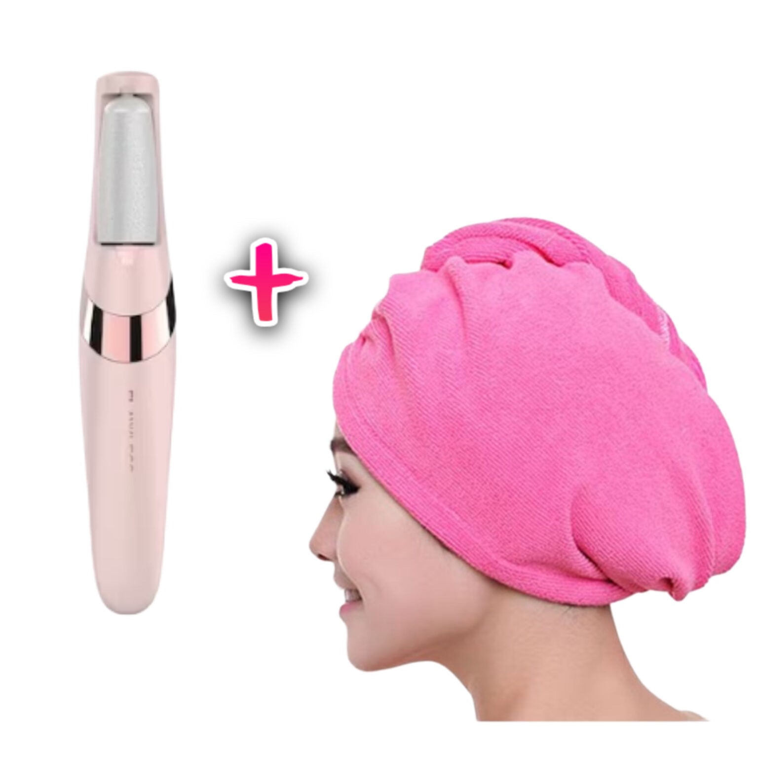 Pachet promo: prosop cap microfibră + pilă electrică wireless pentru tălpi